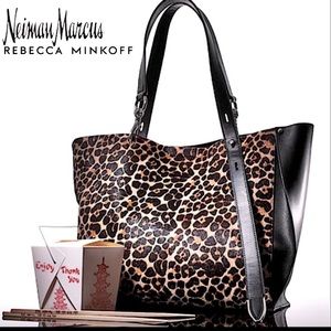 NWT Rare Rebecca Minkoff Calf Fur & Black Italian Leather Large Tote